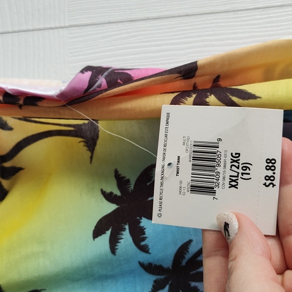 OP Palm Tree Racerback Workout Tank Top - XXL/ 19 Juniors - NWT - Picture 4 of 10